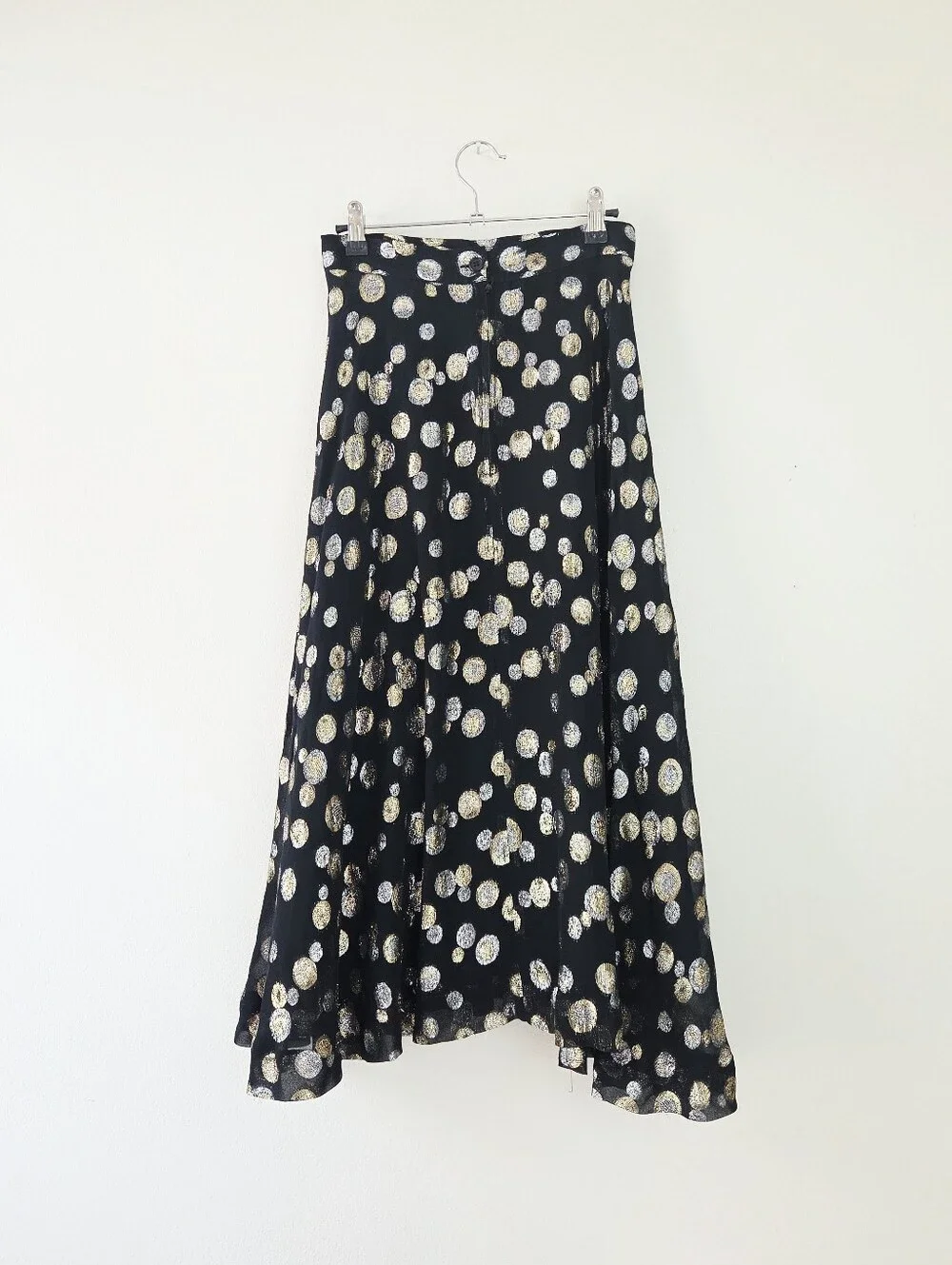 Halston Heritage Vintage Bubble Metallic  Polka Dot Midi Skirt Size 6